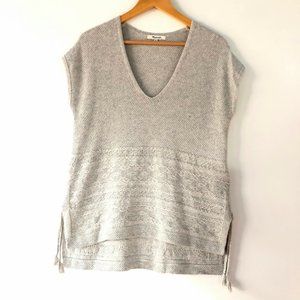 Madewell Grey Knit Sweater Vest V-Neck Oversized Size XS